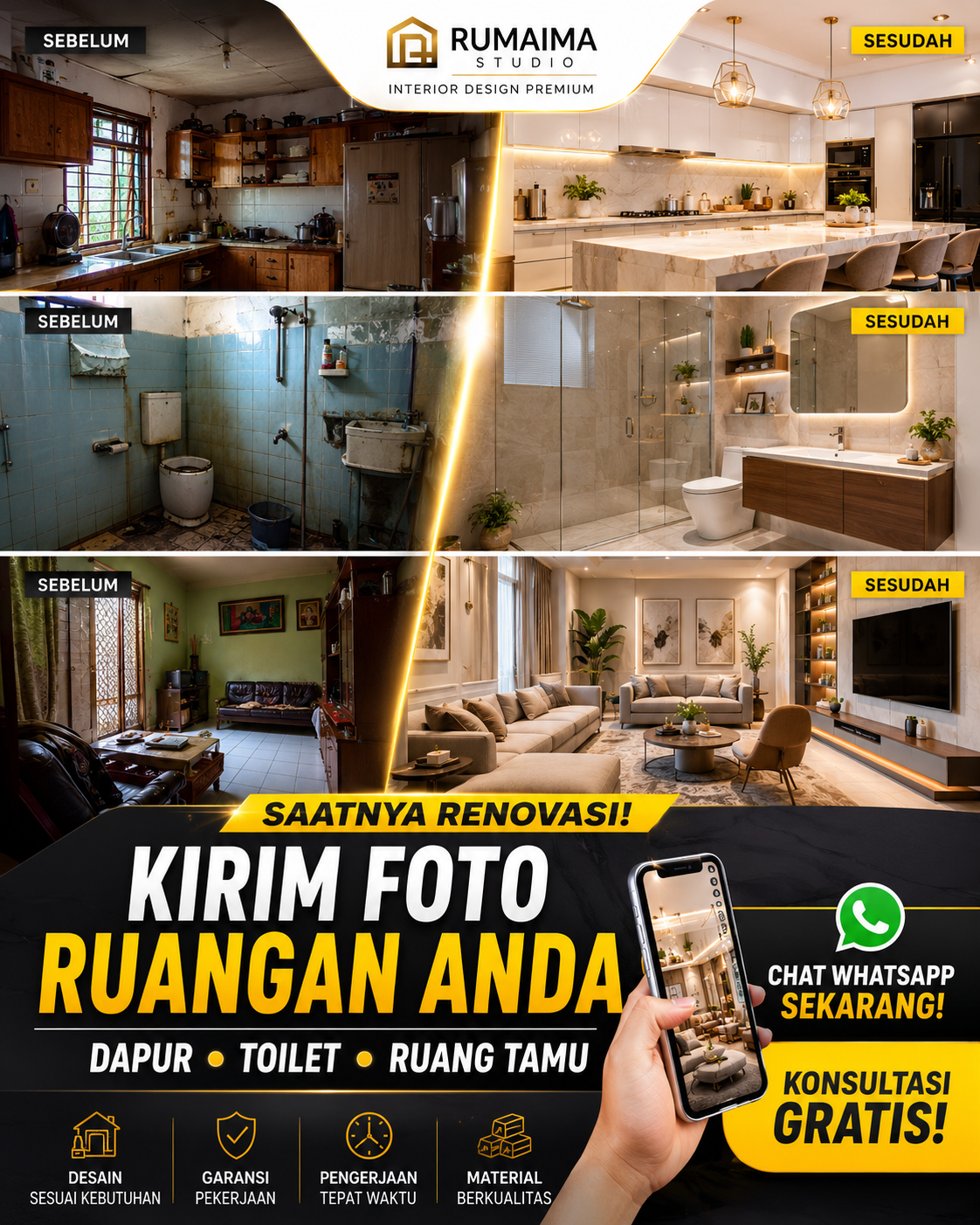 Before After Renovasi Rumah Rumaima Studio